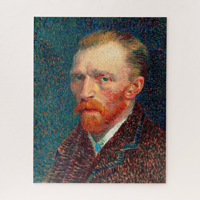 Vincent Van Gogh 1887 Self Portrait on Blue Jigsaw Puzzle (Vertical)