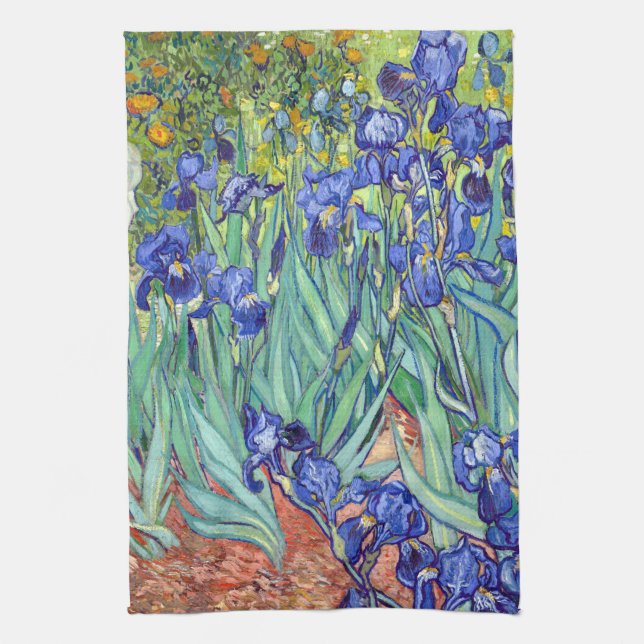 Vincent Van Gogh 1898 Irises Tea Towel (Vertical)