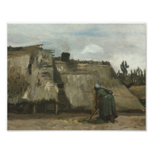 Vincent van Gogh - A Peasant Woman Digging in Fron Photo Print