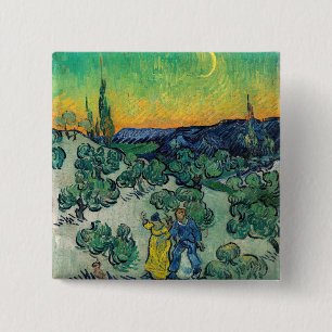 Vincent van Gogh - A Walk at Twilight 15 Cm Square Badge