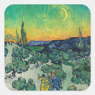 Vincent van Gogh - A Walk at Twilight Square Sticker