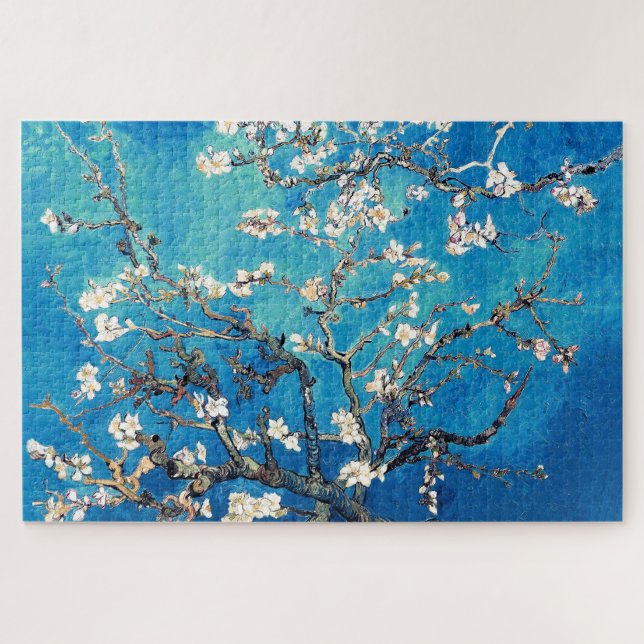 Vincent Van Gogh Almond Blossoms Bright Turquoise Jigsaw Puzzle (Horizontal)