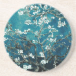 Vincent Van Gogh Almond Blossoms Dark Teal Coaster<br><div class="desc">Artist: Vincent Van Gogh
Title: Almond Blossoms
altered color</div>