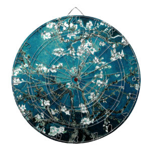 Vincent Van Gogh Almond Blossoms Dark Teal Dartboard