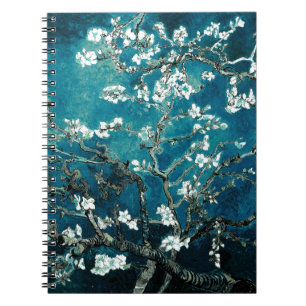 Vincent Van Gogh Almond Blossoms Dark Teal Spiral Notebook