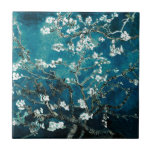 Vincent Van Gogh Almond Blossoms Dark Teal Tile<br><div class="desc">Artist: Vincent Van Gogh
Title: Almond Blossoms
altered colour</div>