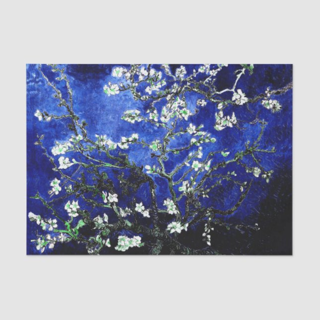 Vincent Van Gogh Almond Blossoms Deep Blue Tissue Paper (Front)