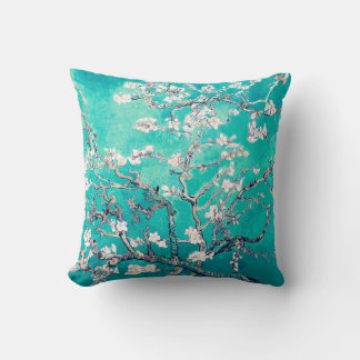 Vincent Van Gogh Almond Blossoms Turquoise Cushion
