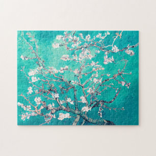 Vincent Van Gogh Almond Blossoms Turquoise Jigsaw Puzzle