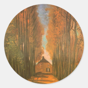 Vincent van Gogh - Avenue of Poplars in Autumn Classic Round Sticker