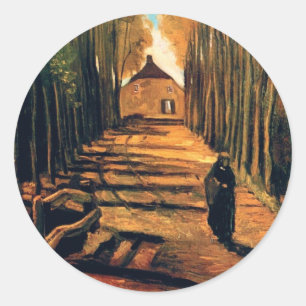 Vincent Van Gogh - Avenue Of Poplars In Autumn Classic Round Sticker