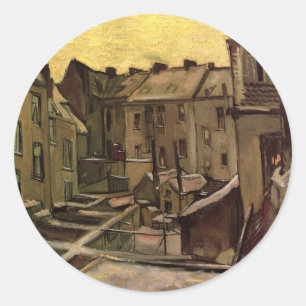 Vincent van Gogh, Backyards of Old Houses, Antwerp Classic Round Sticker