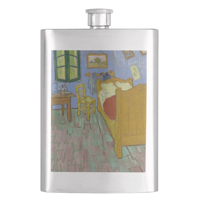 Vincent Van Gogh Bedroom Painting Hip Flask (Front)