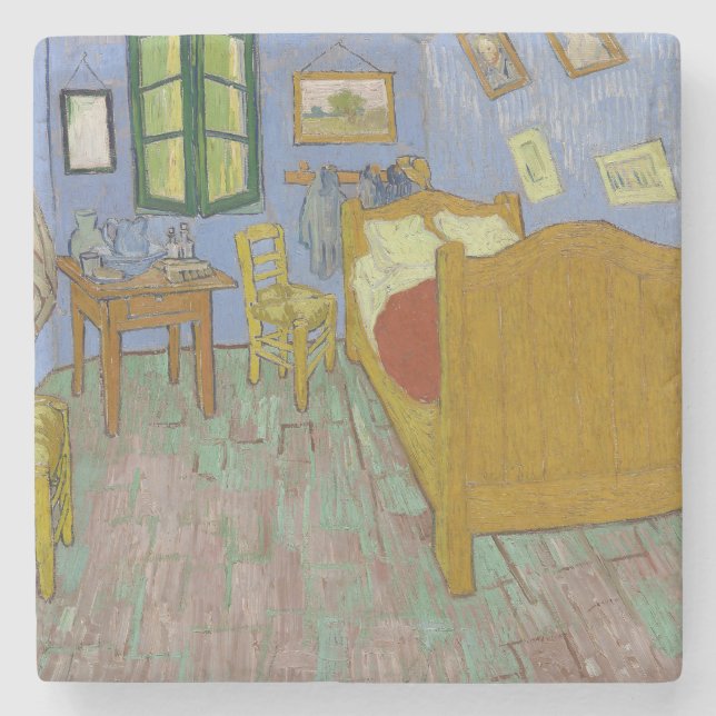 Vincent Van Gogh Bedroom Painting Stone Coaster (Front)