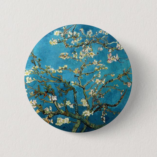 Vincent van Gogh, Blossoming Almond Tree 6 Cm Round Badge (Front)