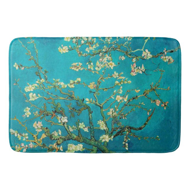 Vincent Van Gogh Blossoming Almond Tree Floral Art Bath Mat (Front)