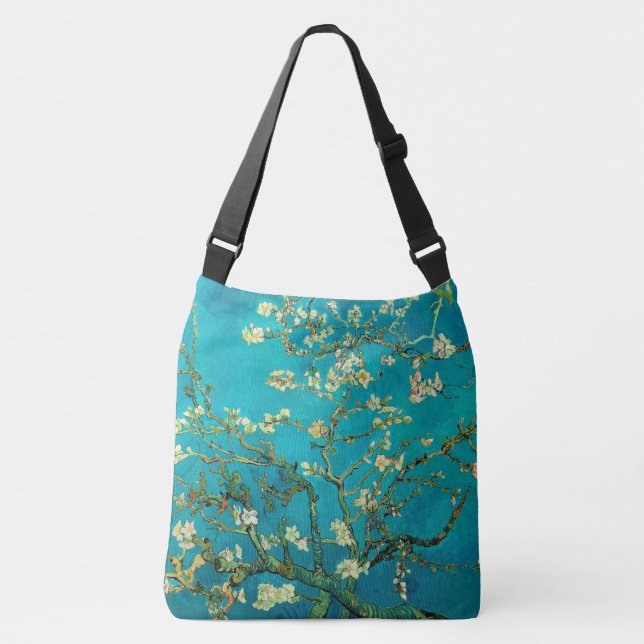Vincent Van Gogh Blossoming Almond Tree Floral Art Crossbody Bag (Front)