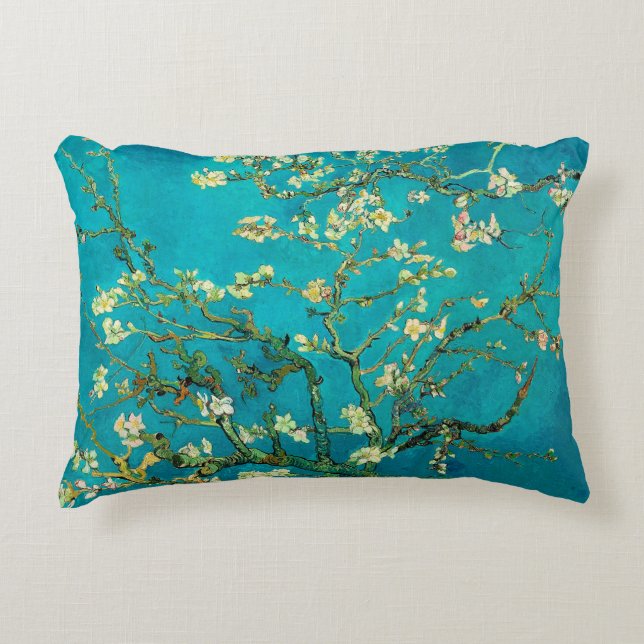 Vincent Van Gogh Blossoming Almond Tree Floral Art Decorative Cushion (Front)