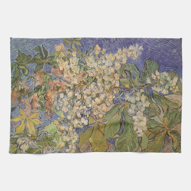 Vincent van Gogh - Blossoming Chestnut Branches Tea Towel (Horizontal)
