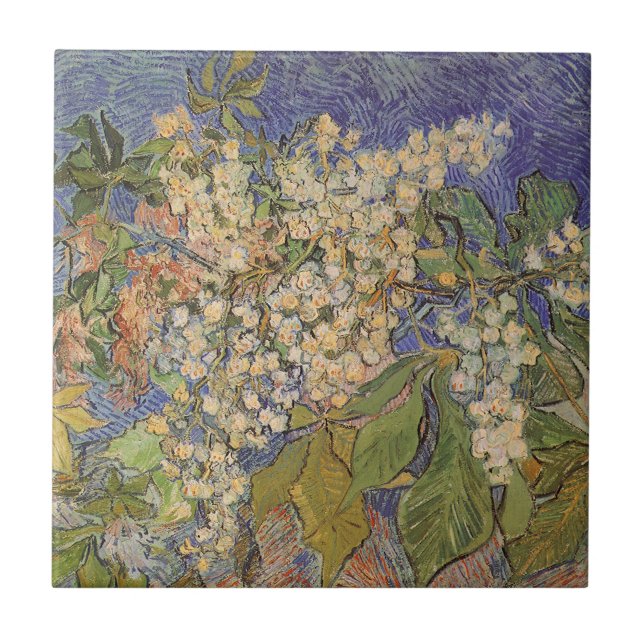 Vincent van Gogh - Blossoming Chestnut Branches Tile (Front)