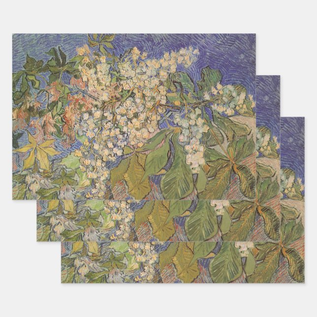 Vincent van Gogh - Blossoming Chestnut Branches Wrapping Paper Sheet (Set)