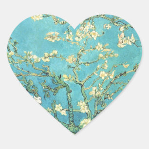 Vincent van Gogh Blossomong Almond Tree     Heart Sticker