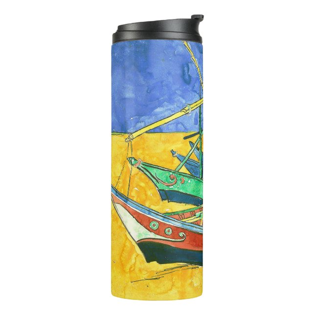 Vincent van Gogh Boats at Saintes-Marie watercol   Thermal Tumbler (Rotated Left)
