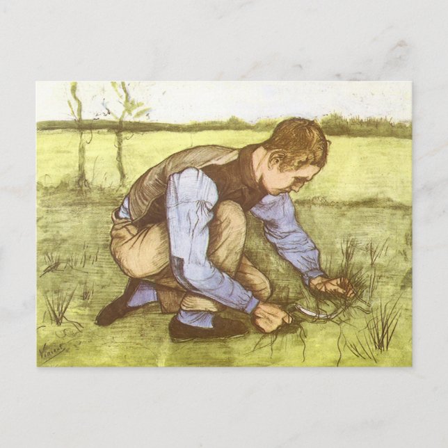 Vincent van Gogh - Boy Cutting Grass with Sickle Postcard (Front)