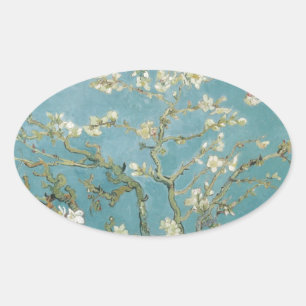 Vincent Van Gogh Branches of Almond Tree Oval Sticker