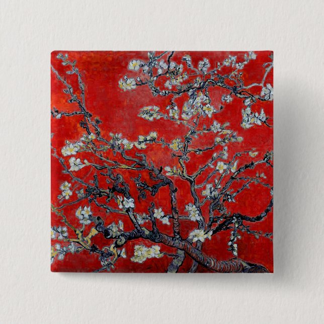 Vincent van Gogh Branches with Almond Blossom 15 Cm Square Badge (Front)