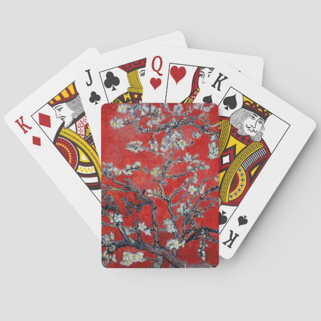 Vincent van Gogh Branches with Almond Blossom Red Playing Cards (Back)