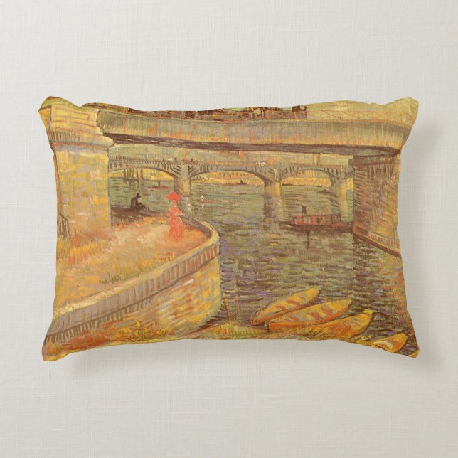 Vincent van Gogh Bridges Across the Seine Asnieres Decorative Cushion (Front)
