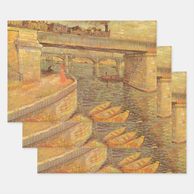 Vincent van Gogh Bridges Across the Seine Asnieres Wrapping Paper Sheet (Set)
