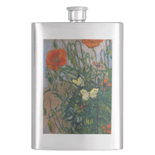 Vincent van Gogh - Butterflies and Poppies Hip Flask