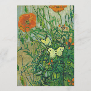 Vincent Van Gogh - Butterflies and poppies Invitation