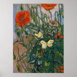 Vincent van Gogh - Butterflies and Poppies Poster<br><div class="desc">Butterflies and Poppies - Vincent van Gogh,  Oil on Canvas,  1890</div>