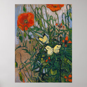 Vincent van Gogh - Butterflies and Poppies Poster