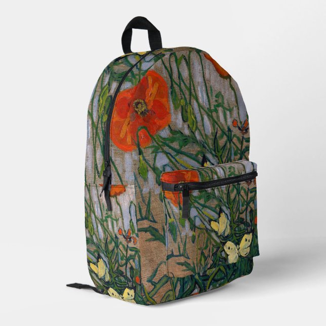 Vincent van Gogh - Butterflies and Poppies Printed Backpack (Back Corner Left)