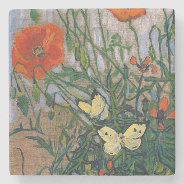 Vincent van Gogh - Butterflies and Poppies Stone Coaster (Front)