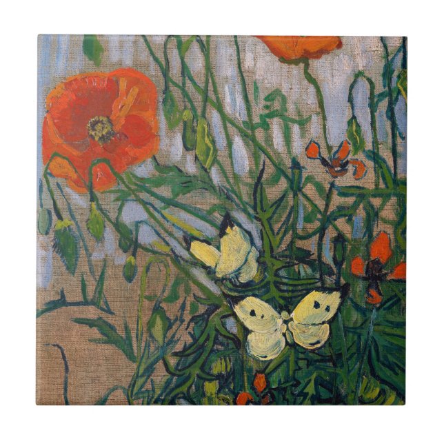 Vincent van Gogh - Butterflies and Poppies Tile (Front)