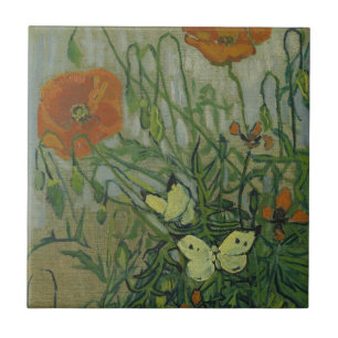 Vincent van Gogh - Butterflies and Poppies Tile