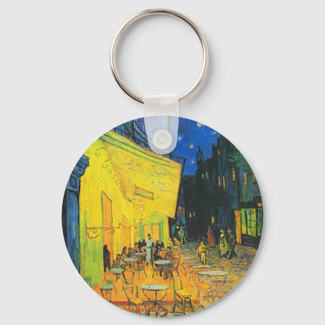 Vincent Van Gogh Cafe Terrace At Night Fine Art Key Ring (Front)