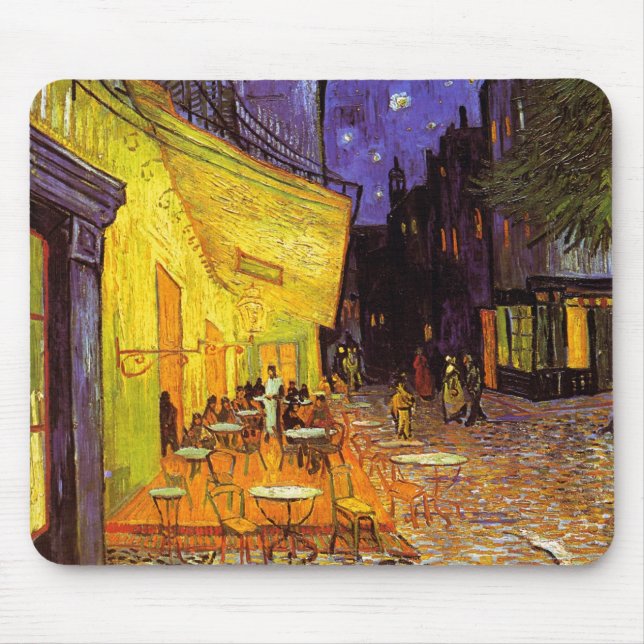 Vincent Van Gogh Cafe Terrace At Night Fine Art Mouse Pad (Front)