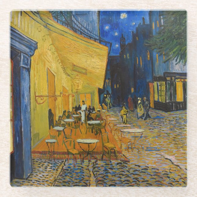 Vincent van Gogh - Cafe Terrace at Night Glass Coaster (Front)