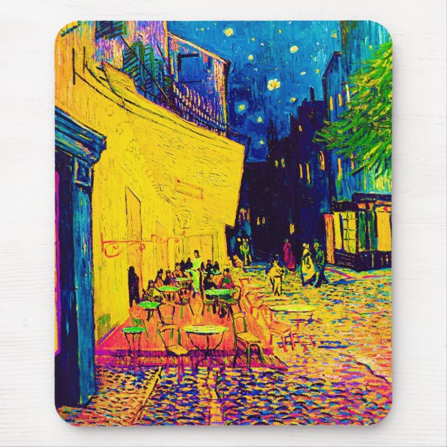 Vincent Van Gogh - Cafe Terrace At Night Pop Art Mouse Pad (Front)