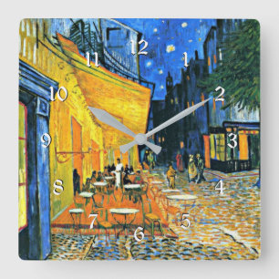 Vincent Van Gogh: Cafe Terrace, famous artwork Square Wall Clock