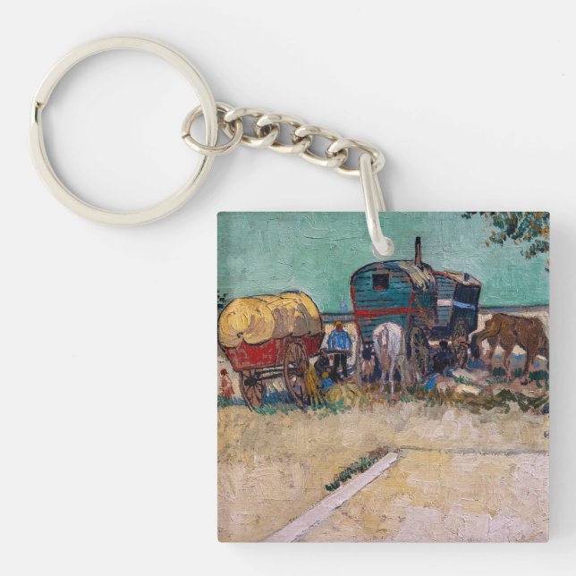 Vincent Van Gogh - Caravans, Gypsy Camp near Arles Key Ring (Front)