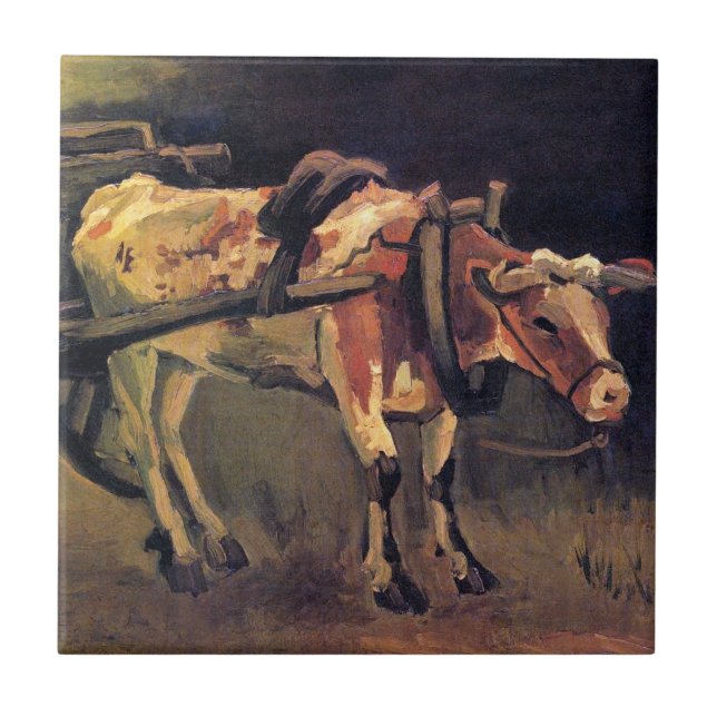 Vincent Van Gogh - Cart With Red And White Ox Tile (Front)