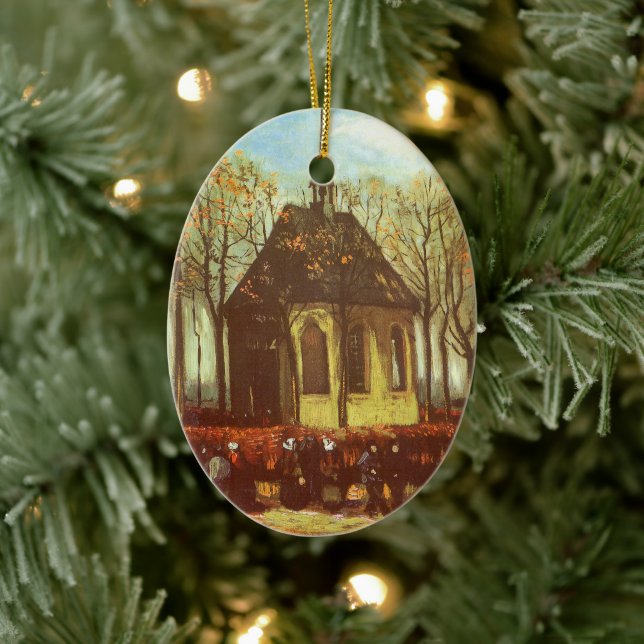 Vincent van Gogh - Chapel at Nuenen, Churchgoers Ceramic Tree Decoration (Tree)