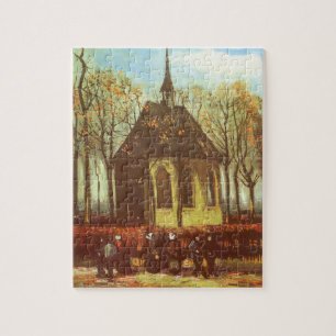 Vincent van Gogh - Chapel at Nuenen, Churchgoers Jigsaw Puzzle